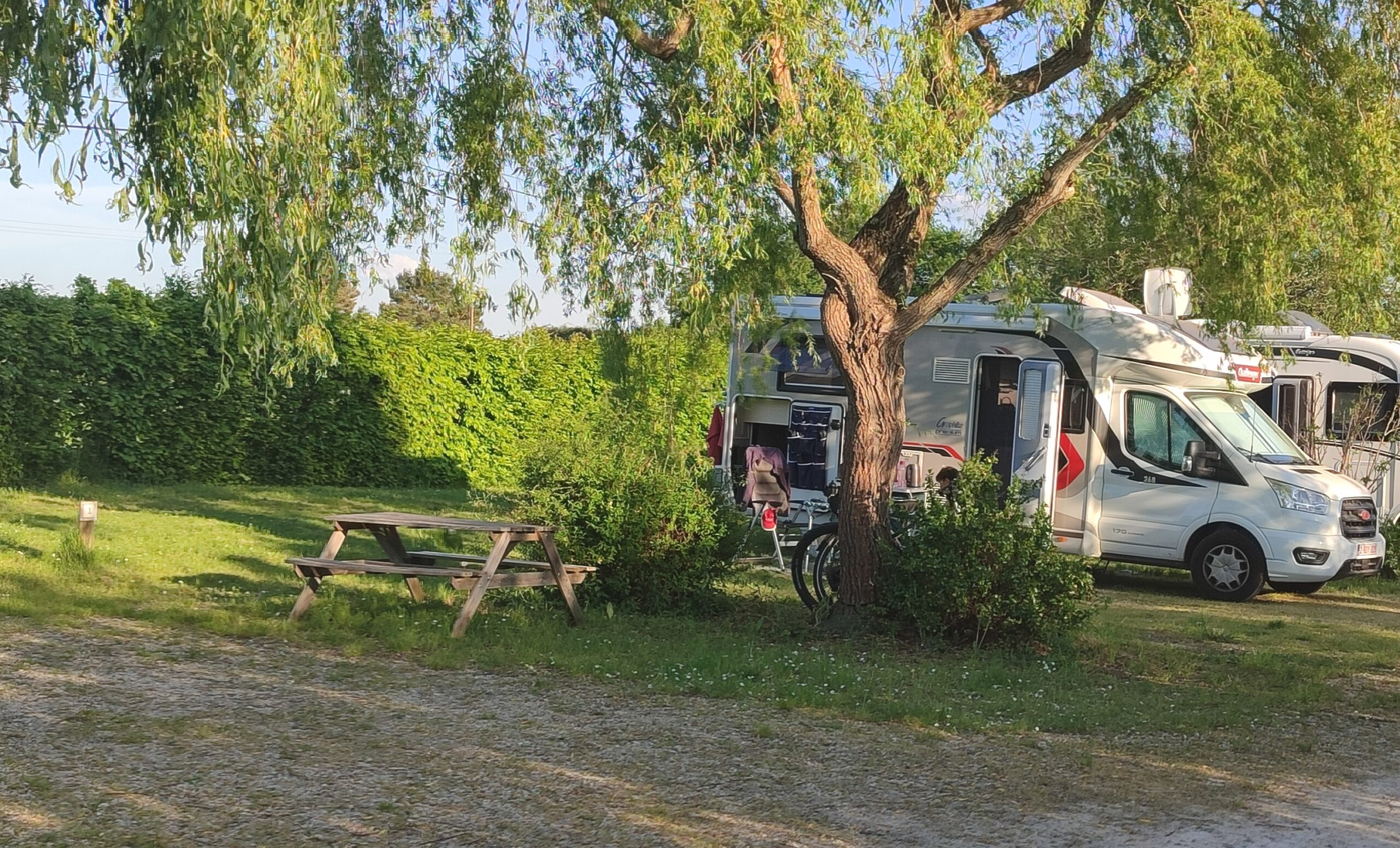 emplacement camping Chambord semi-ombragé nature